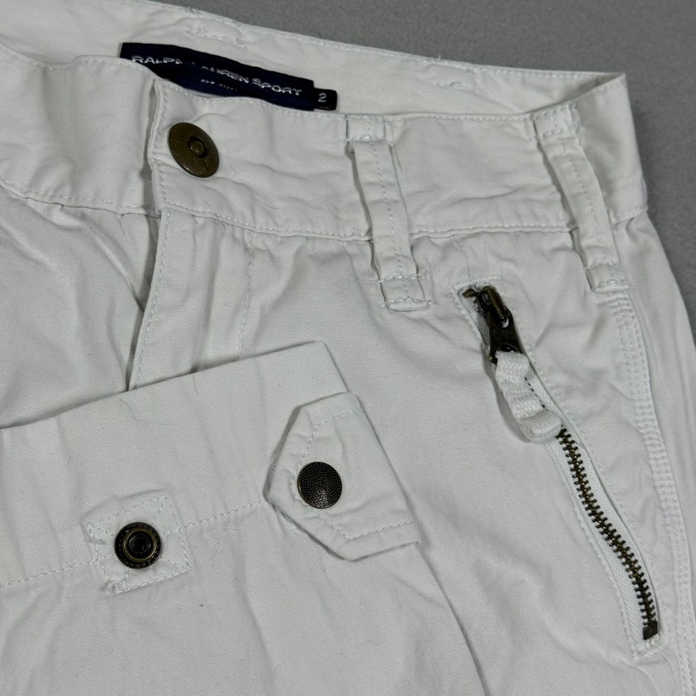 Ralph Lauren Sport Womens White Cotton Slim Cargo Pants Utility Trousers Size 2